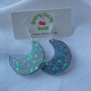 Glittery moon earrings